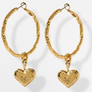 New Vanessa Mooney THE ETCHED HEART HOOP EARRINGS